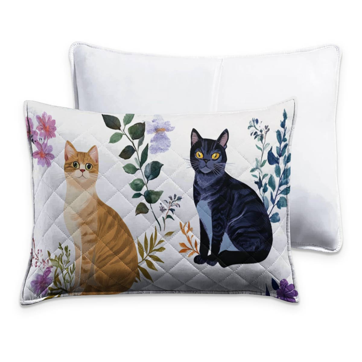 Lorva Quilt Set Charming Floral Cats