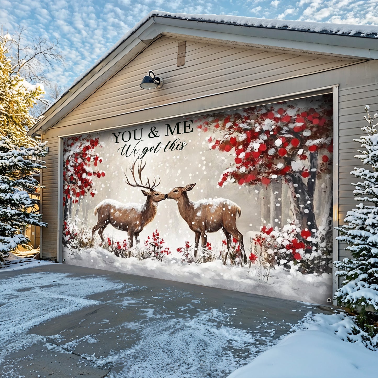 Lorva Deer Garage Door Banner Decoration Everlasting Love