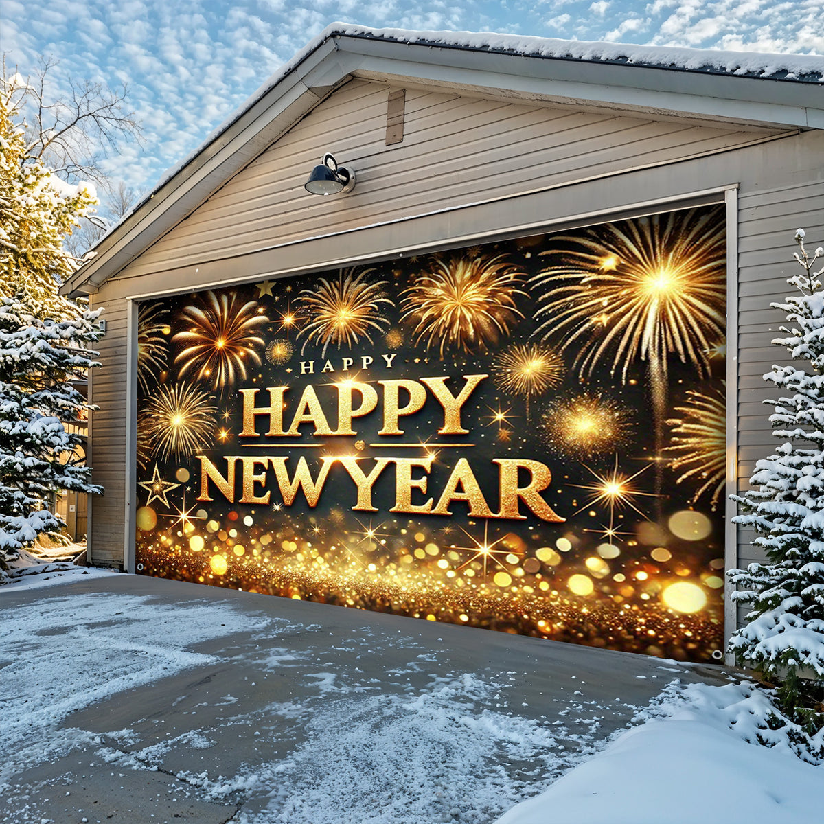 Lorva Garage Door Banner New Year Luxe Celebration