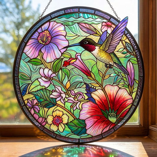 Lorva Hummingbird Suncatcher Charming Floral