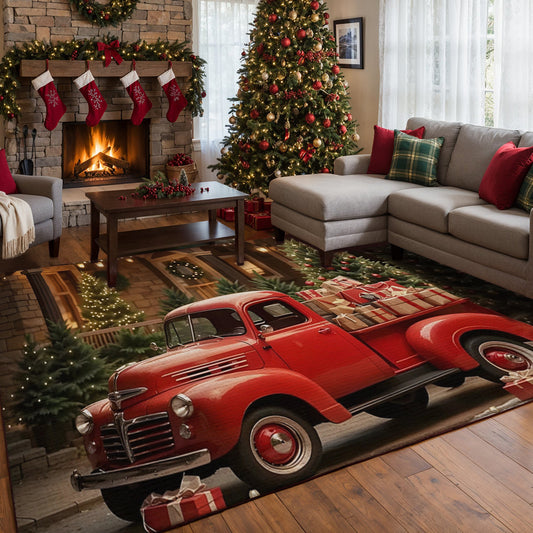 Lorva Christmas Area Rug Truck Delight