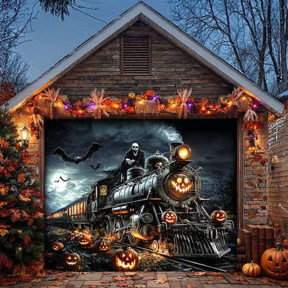 Lorva Halloween Garage Door Banner Decoration Halloween Ghost Train