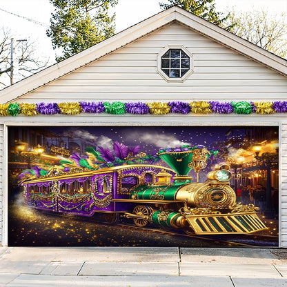 Lorva Garage Door Banner Decoration Majestic Mardi Gras Train