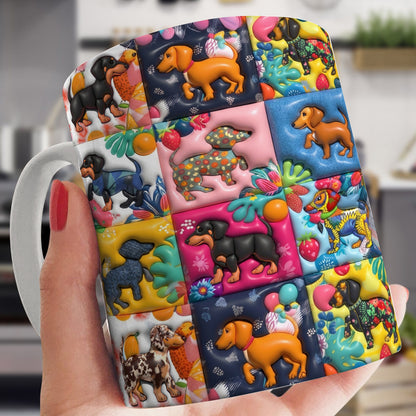 Lorva Flat Print Mug Amazing Tropical Dachshunds