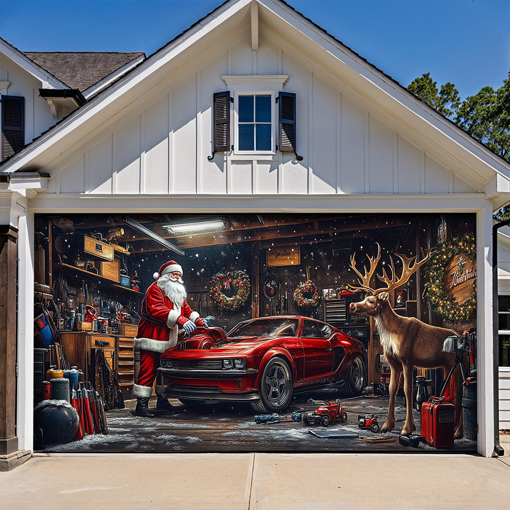Lorva Christmas Garage Door Banner Decoration The Reindeer Motorworks