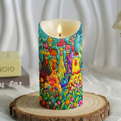Lorva Chicken LED Candle Charming Floral Chickens