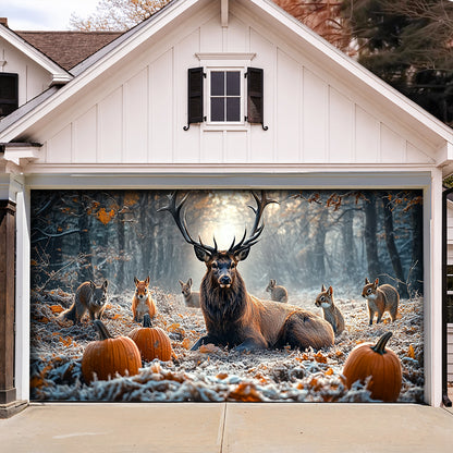 Lorva Garage Door Banner Decoration Rustic Autumn Wildlife