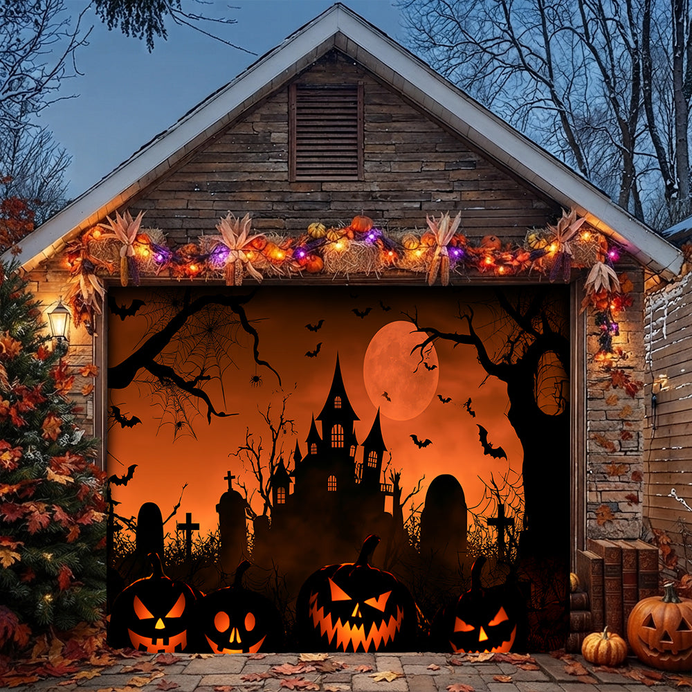 Lorva Halloween Garage Door Banner Decoration Pumpkin Night Spectacle