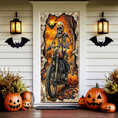 Lorva Halloween Door Cover Skeleton Rider’s Halloween Ride