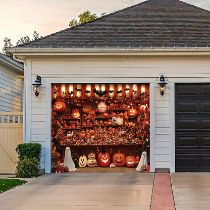 Lorva Halloween Garage Door Banner Decoration Shopfront Pumpkins