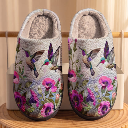 Lorva Hummingbird Fleece Lined Slippers Enchanted Hummingbird Garden