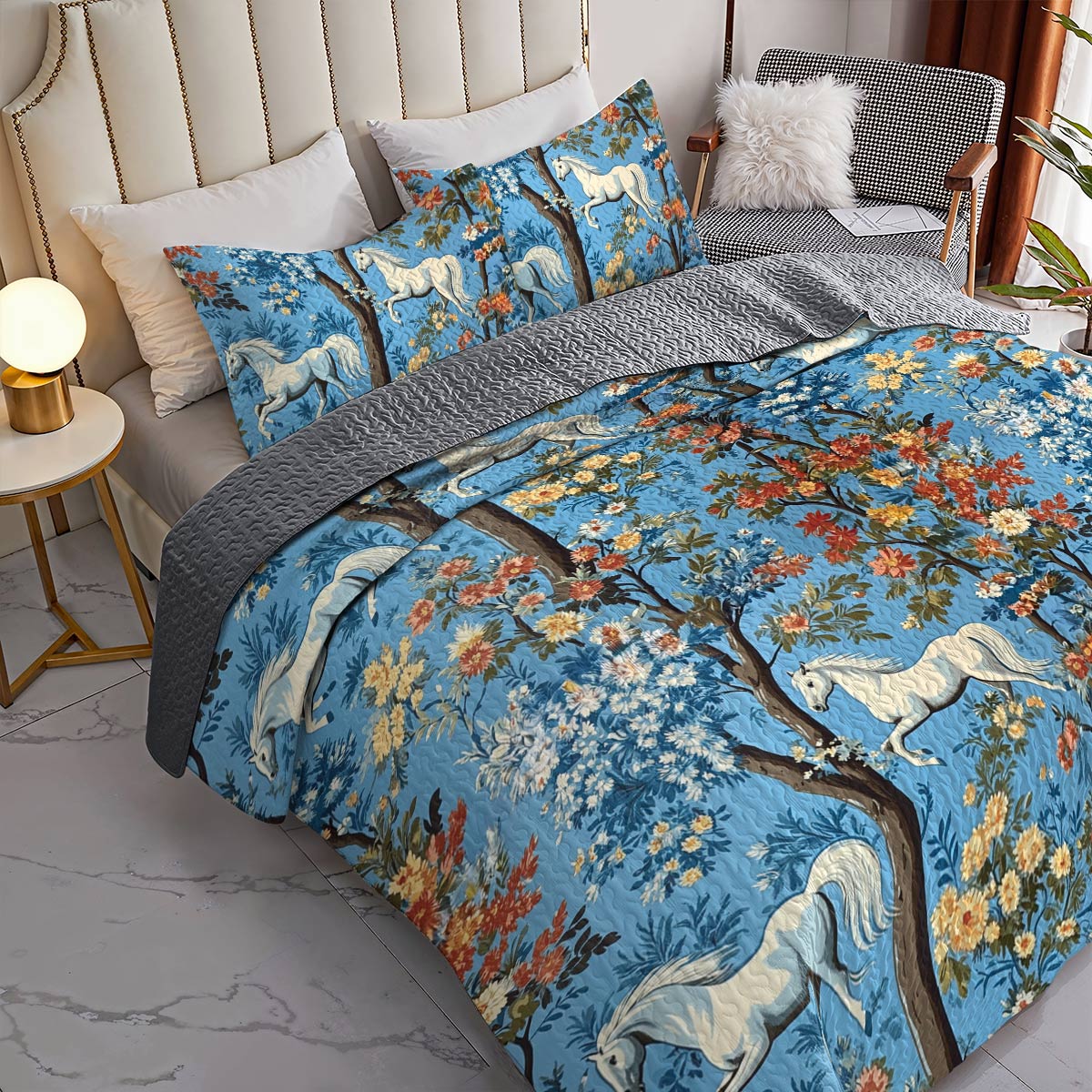 Lorva Horse All Season Quilt 3-Piece Set Colorful Love
