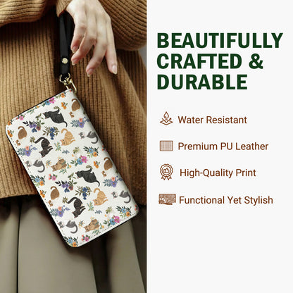 Lorva Leather Wallet Cute Floral Cats