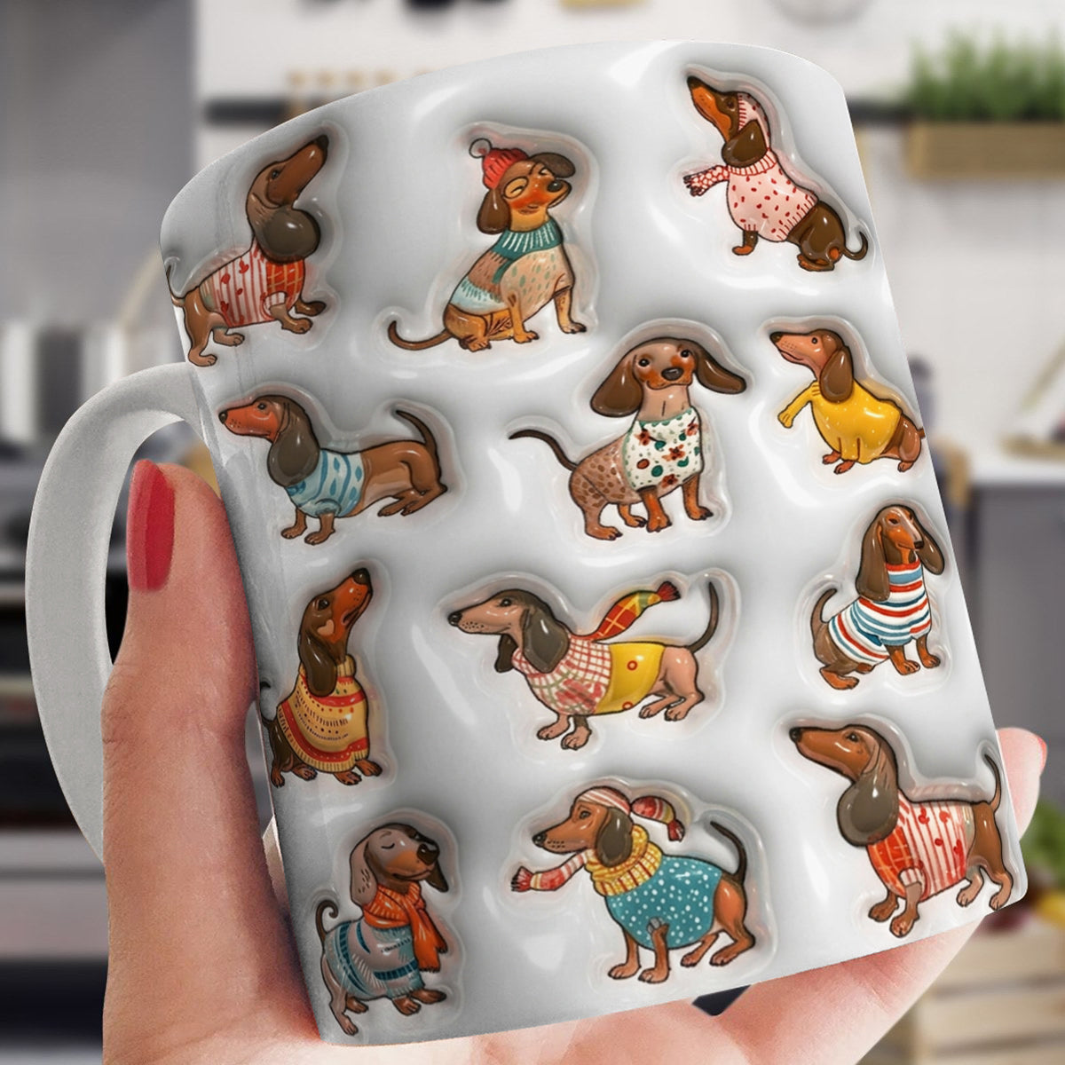 Lorva Flat Print Mug Joyful Dachshund Sweaters