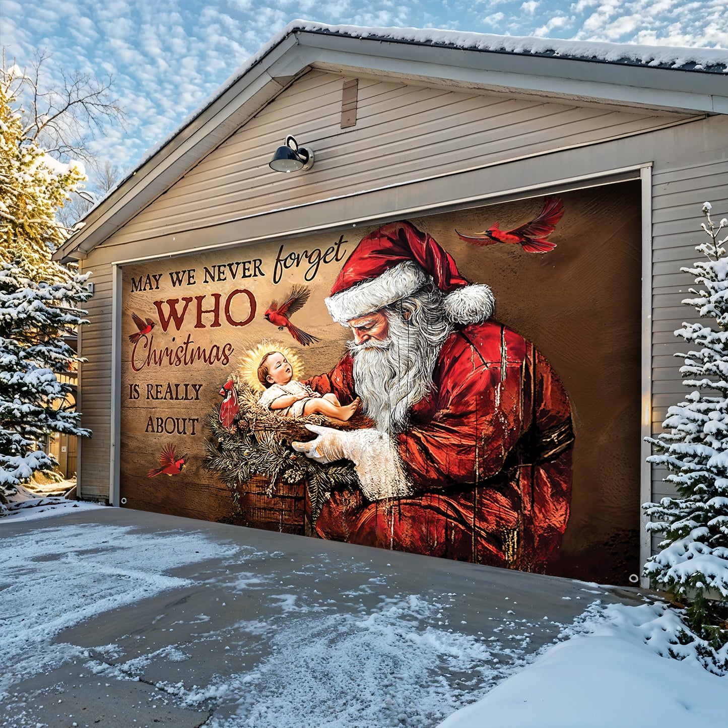 Lorva Christmas Garage Door Banner Decoration Faith