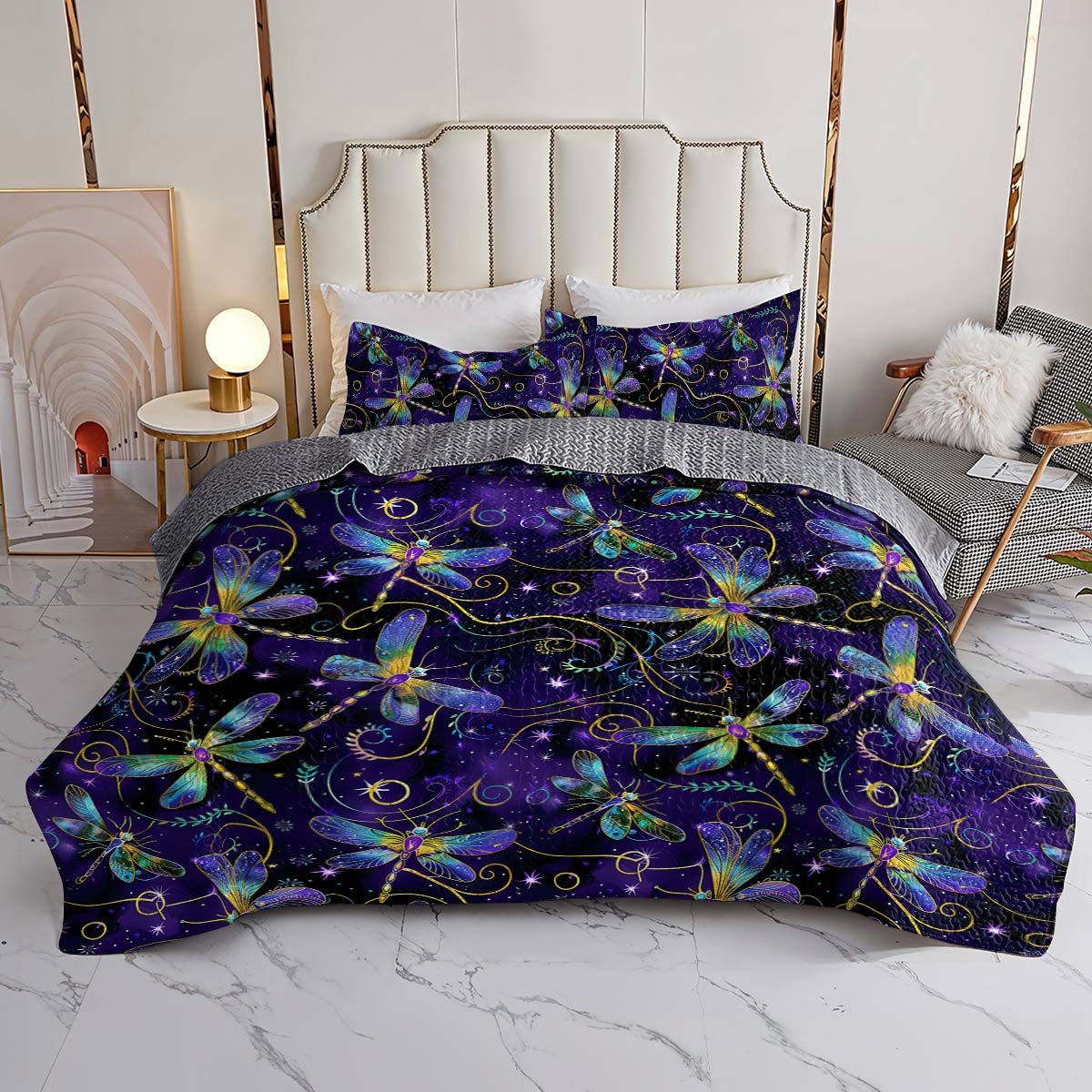 Lorva All Season Quilt 3-Piece Set Mysterious Dragonfly