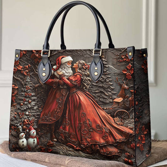 Christmas Lorva Leather Bag Santa Claus and Mrs Claus Love