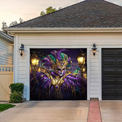 Lorva Garage Door Banner Decoration Mardi Gras King