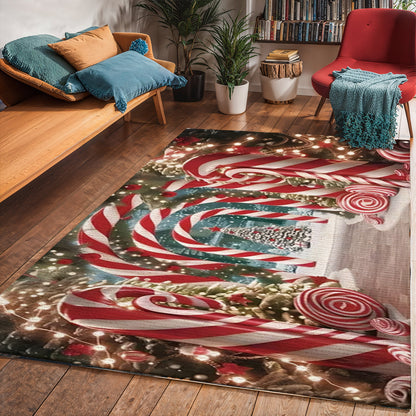 Lorva Christmas Area Rug Backdrop With Giant Canes