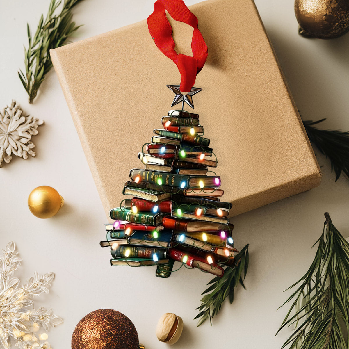 Lorva Reading Acrylic Ornament Literary Christmas Tree