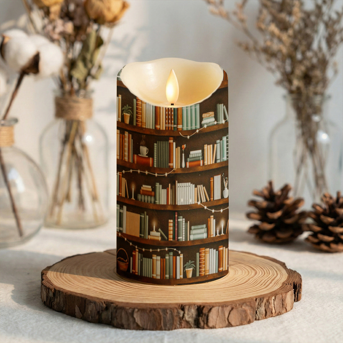 Lorva Reading LED Candle Cozy Bookshelf