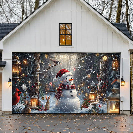 Lorva Christmas Garage Door Banner Decoration Twilight Snowman Christmas