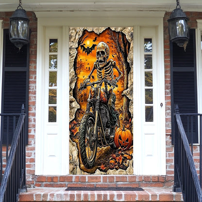 Lorva Halloween Door Cover Skeleton Rider’s Halloween Ride