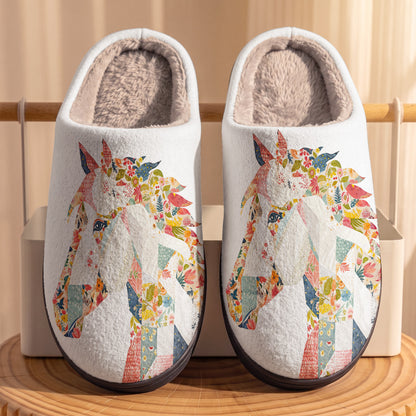 Lorva Horse Fleece Lined Slippers Charming Floral