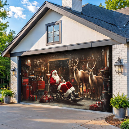 Lorva Christmas Garage Door Banner Decoration Santa’s Reindeer Garage