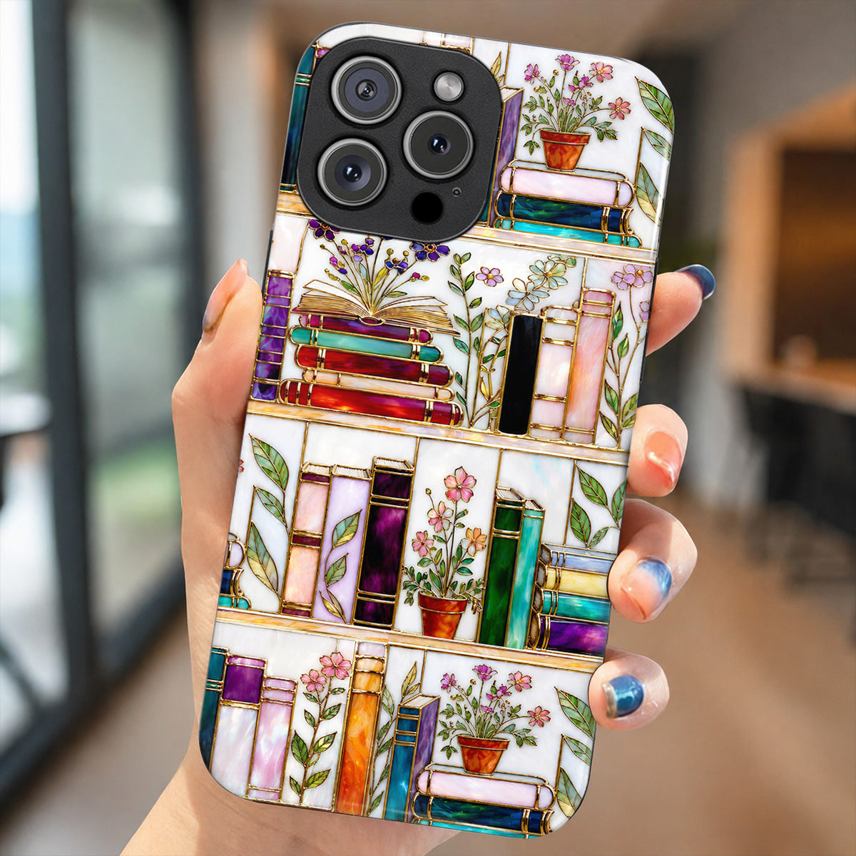 Lorva Reading Phone Case Charming Floral Bookshelf