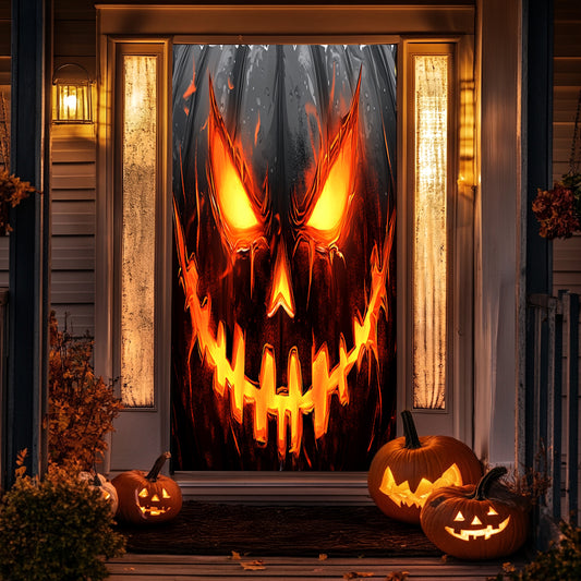 Lorva Halloween Door Cover Horror Pumpkin Face