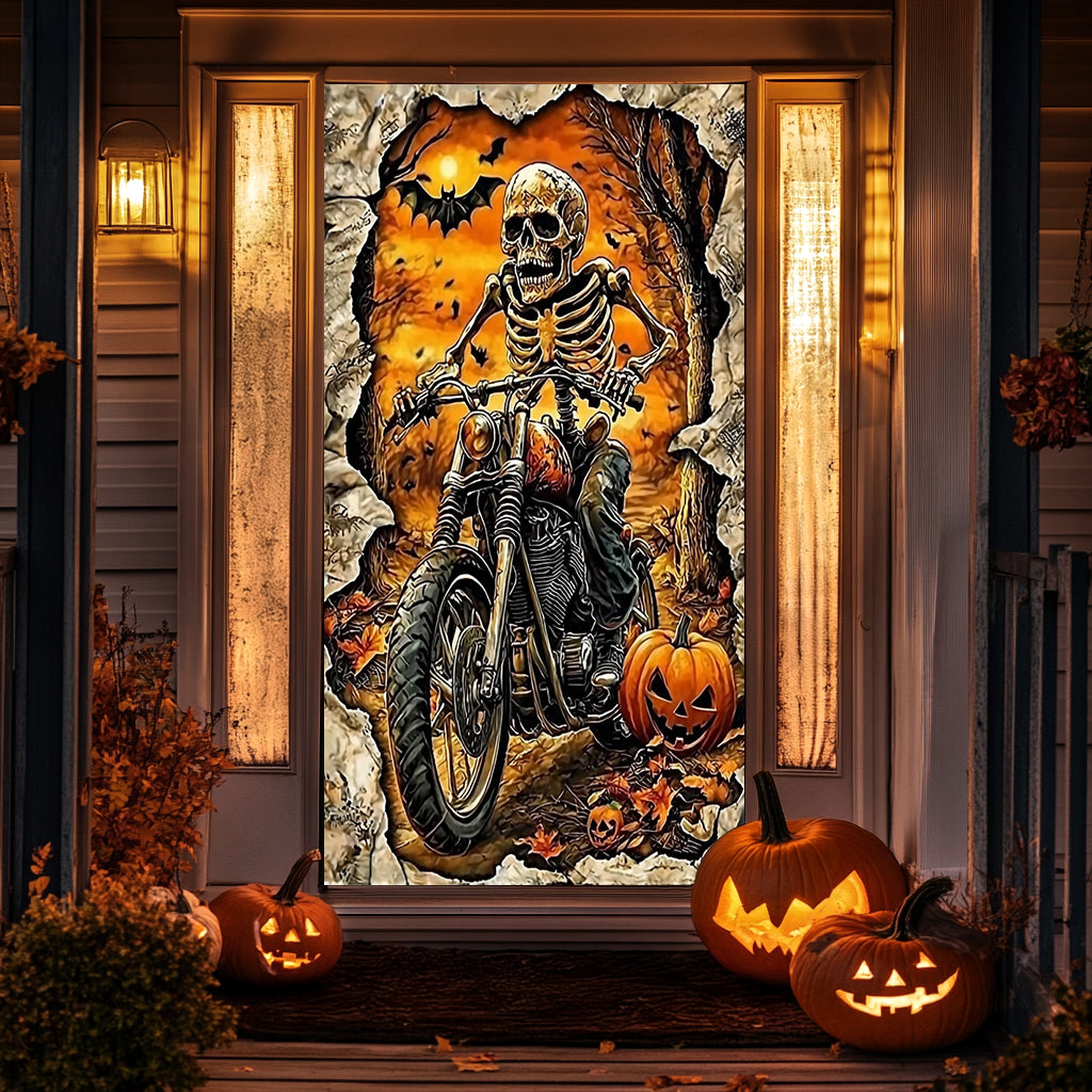 Lorva Halloween Door Cover Skeleton Rider’s Halloween Ride