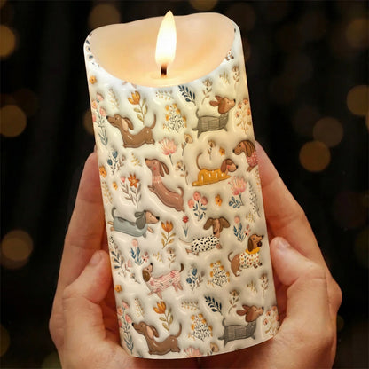 Lorva Dachshund LED Candle Happy Field Flowers