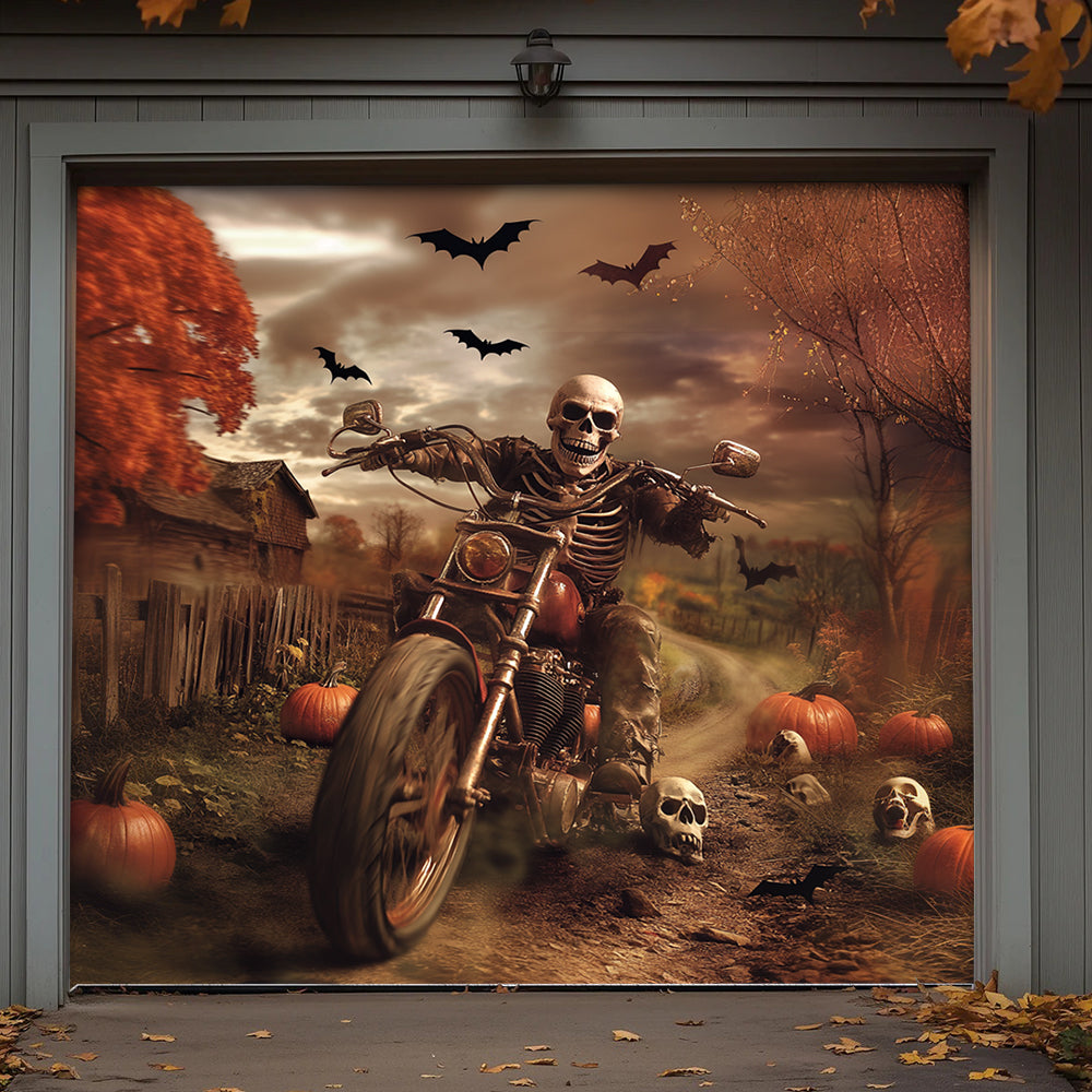 Lorva Halloween Garage Door Banner Decoration The Grim Biker