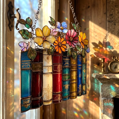 Lorva Reading Suncatcher Charming Floral Books
