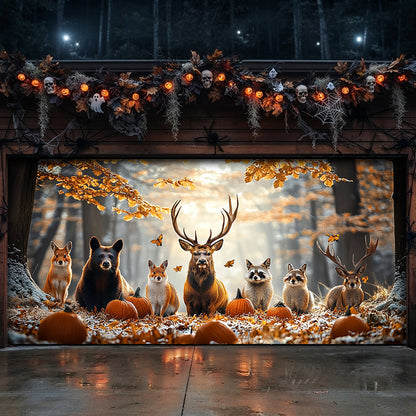 Lorva Garage Door Banner Decoration Fall Forest Companions