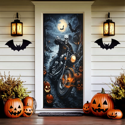 Lorva Halloween Door Cover Skeleton Biker Halloween