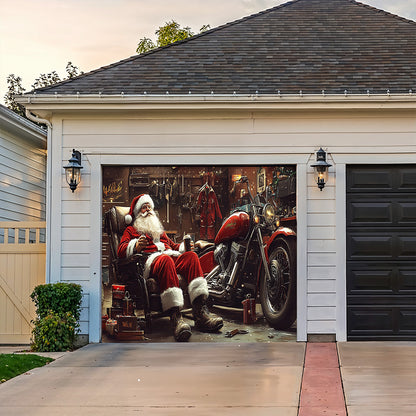 Lorva Christmas Garage Door Banner Decoration Santa’s Christmas Ride Crew