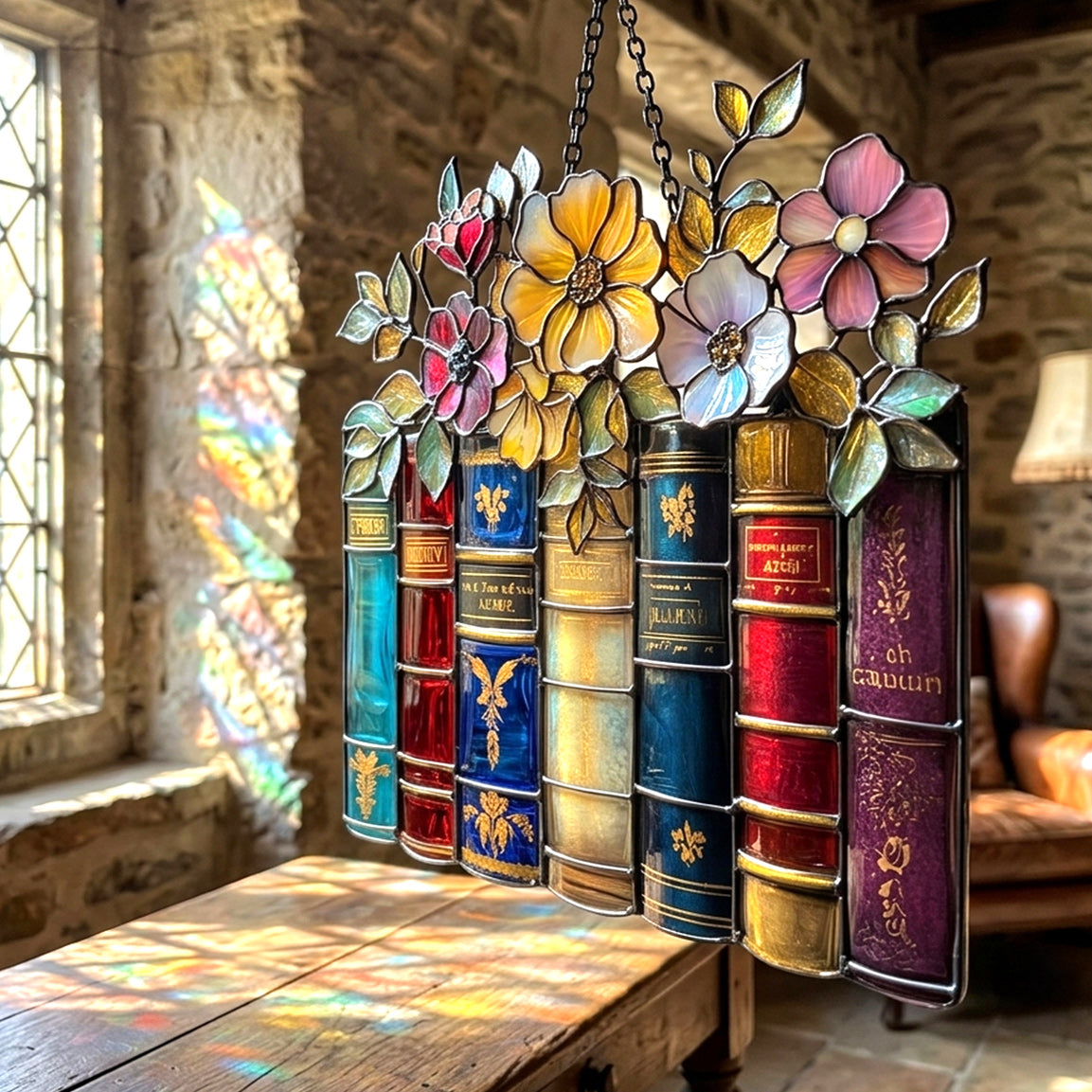 Lorva Reading Suncatcher Gorgeous Floral Books