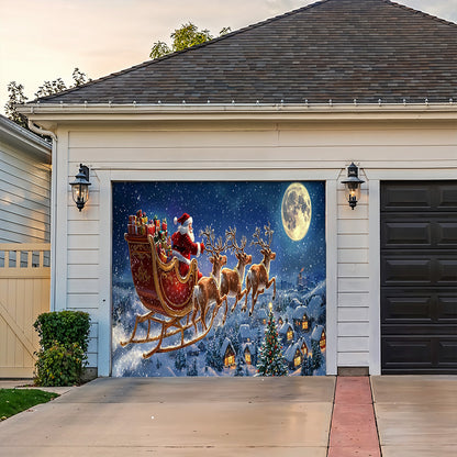 Lorva Christmas Garage Door Banner Decoration Midnight Flight To Christmas