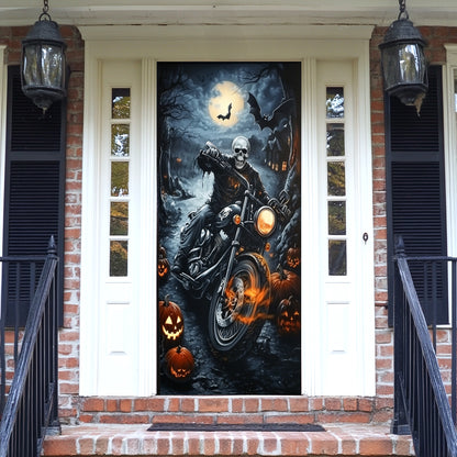 Lorva Halloween Door Cover Skeleton Biker Halloween