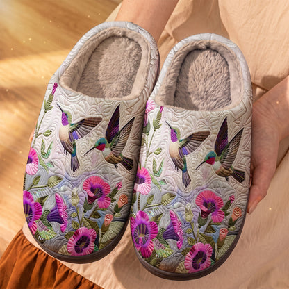 Lorva Hummingbird Fleece Lined Slippers Enchanted Hummingbird Garden