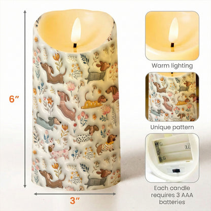 Lorva Dachshund LED Candle Happy Field Flowers