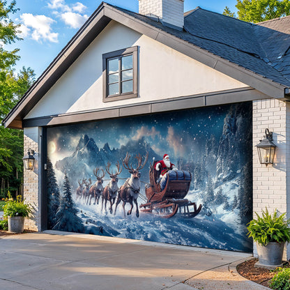 Lorva Christmas Garage Door Banner Decoration Santa’s Festive Forest Journey