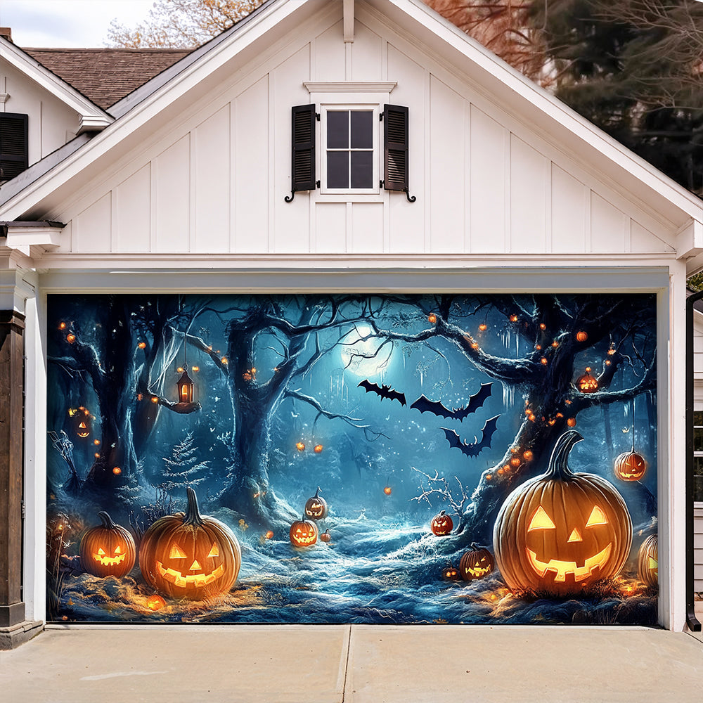 Lorva Halloween Garage Door Banner Decoration Whimsical Forest Midnight