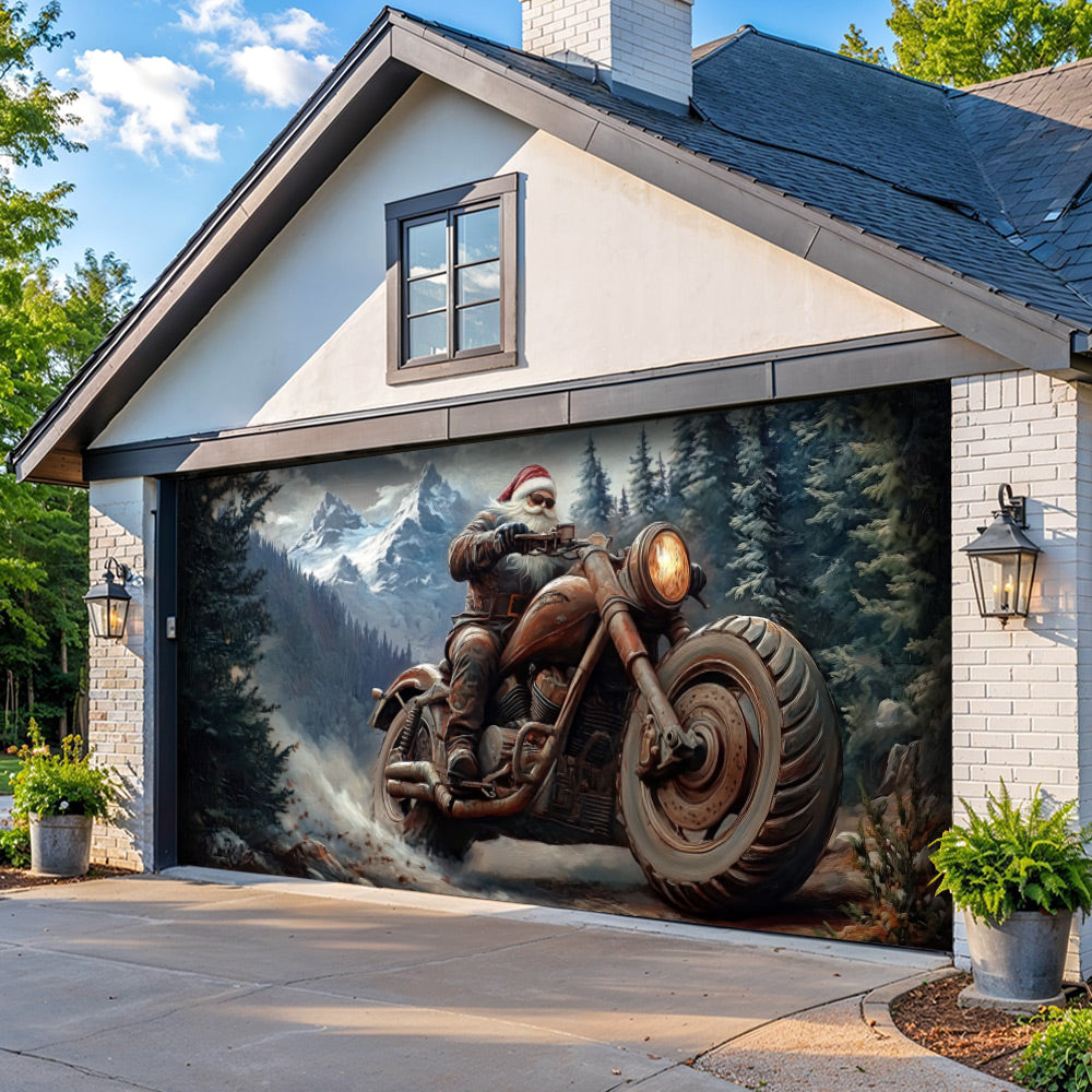 Lorva Christmas Garage Door Banner Decoration Santa’s Thunder Run