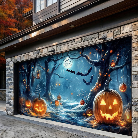 Lorva Halloween Garage Door Banner Decoration Whimsical Forest Midnight