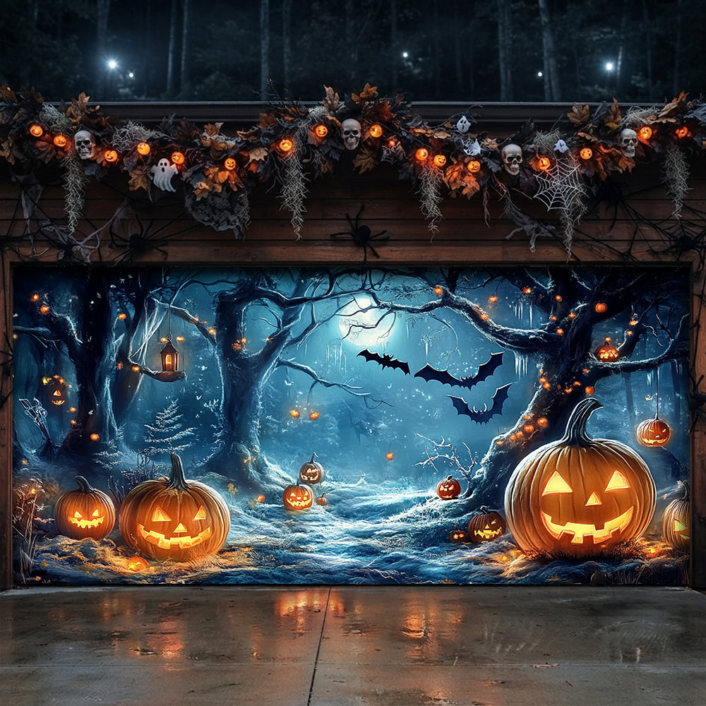 Lorva Halloween Garage Door Banner Decoration Whimsical Forest Midnight