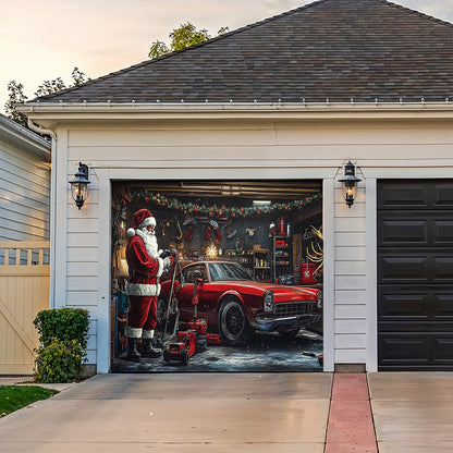 Lorva Christmas Garage Door Banner Decoration Reindeer At The Repair Shop