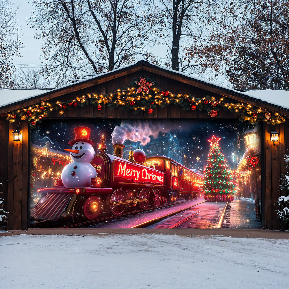 Lorva Christmas Garage Door Banner Decoration Snowman’s Holiday Express